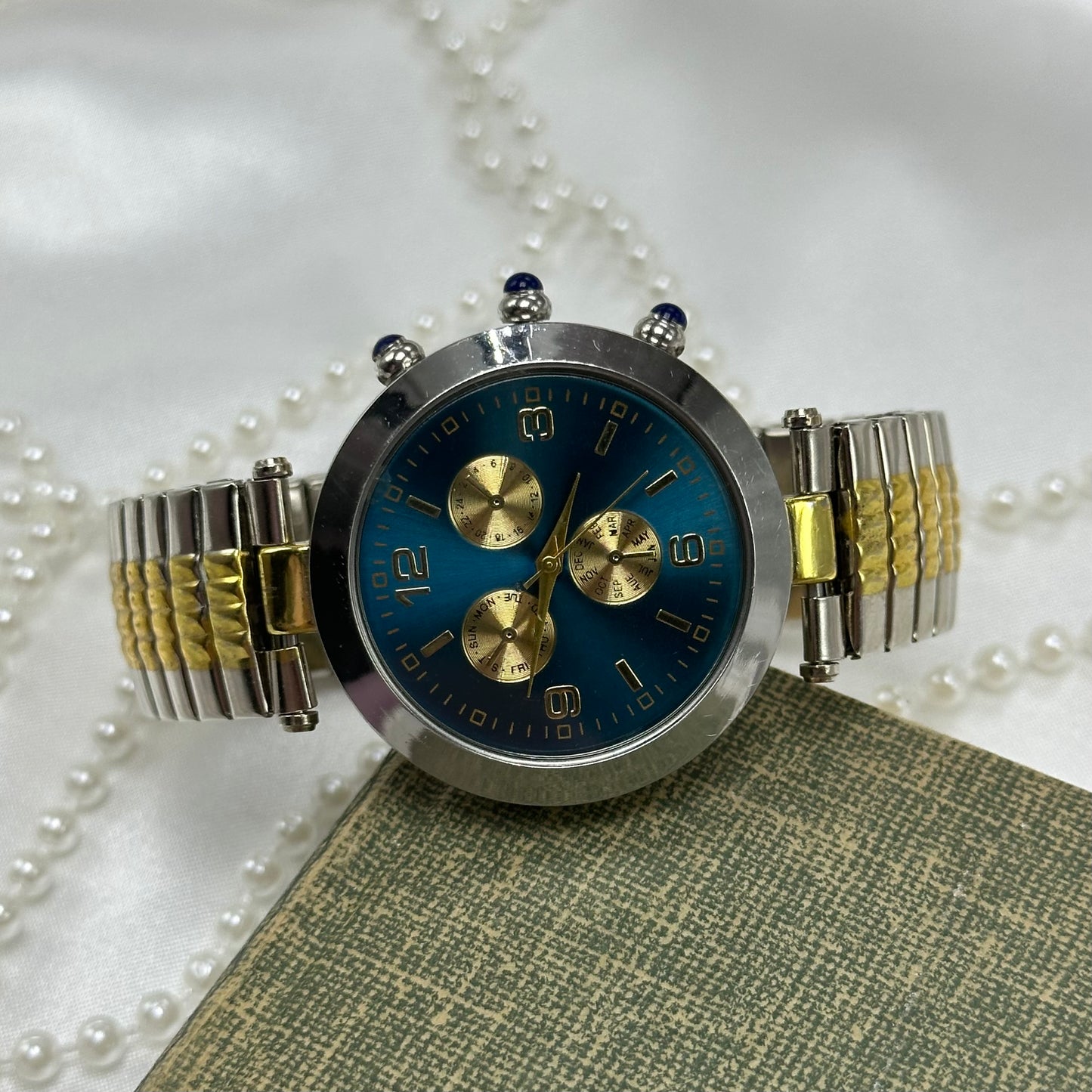 Two-Tone Blue Dial Chronograph Watch