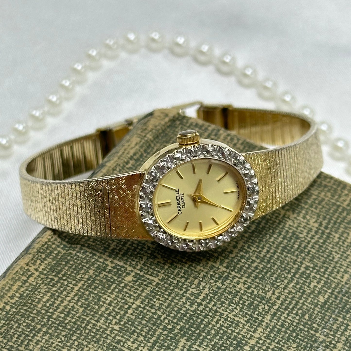 Dainty Gold Diamanté Caravelle Watch