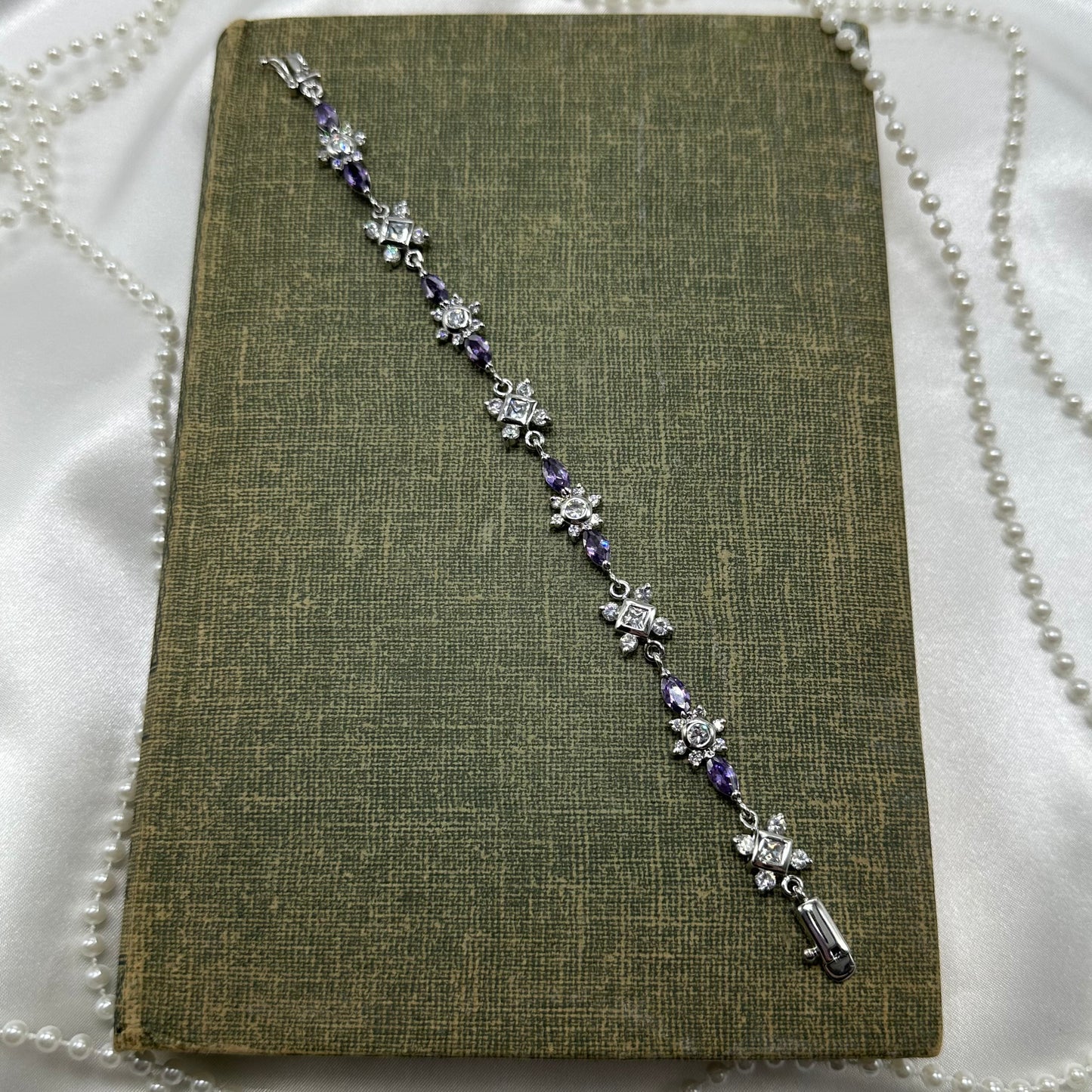 Vintage Silver Bracelet with Purple Stones