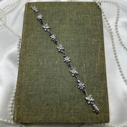 Vintage Silver Bracelet with Purple Stones