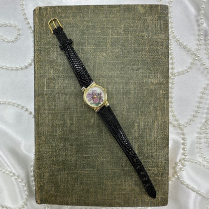 Vintage Gold Flower Dial Watch