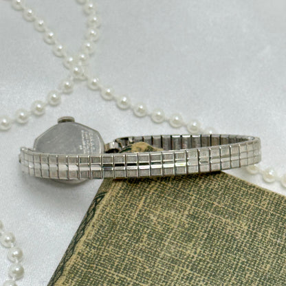 Dainty Silver 1975 Caravelle Wind-Up Cocktail Watch