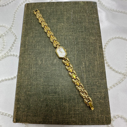 Dainty Yellow Iridescent Gemstone Citizen Watch with Mother of Pearl Dial