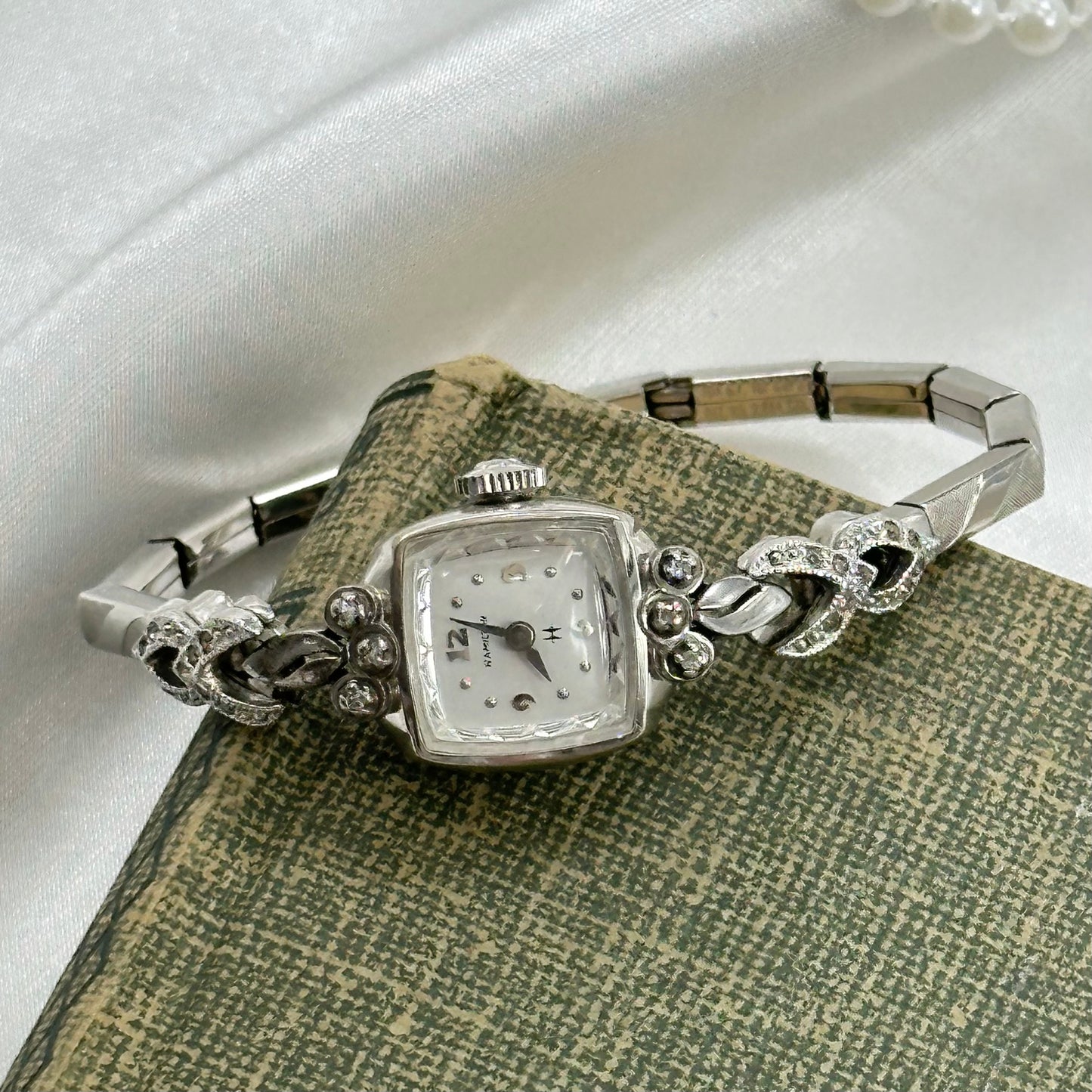 10k RGP Silver 1960’s Hamilton Diamanté Wind-Up Watch