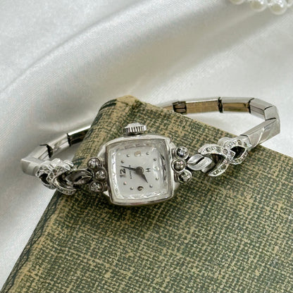 10k RGP Silver 1960’s Hamilton Diamanté Wind-Up Watch