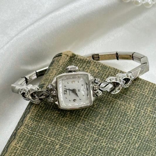 10k RGP Silver 1960’s Hamilton Diamanté Wind-Up Watch