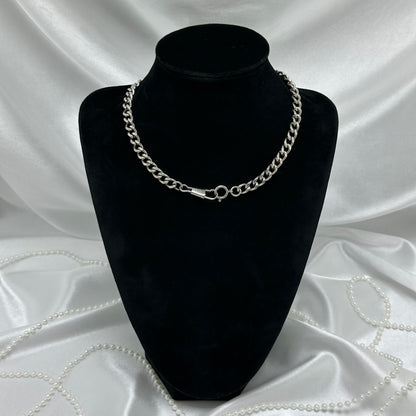 Vintage Silver Chunky Curb Watch Chain with Dog Clip Clasp