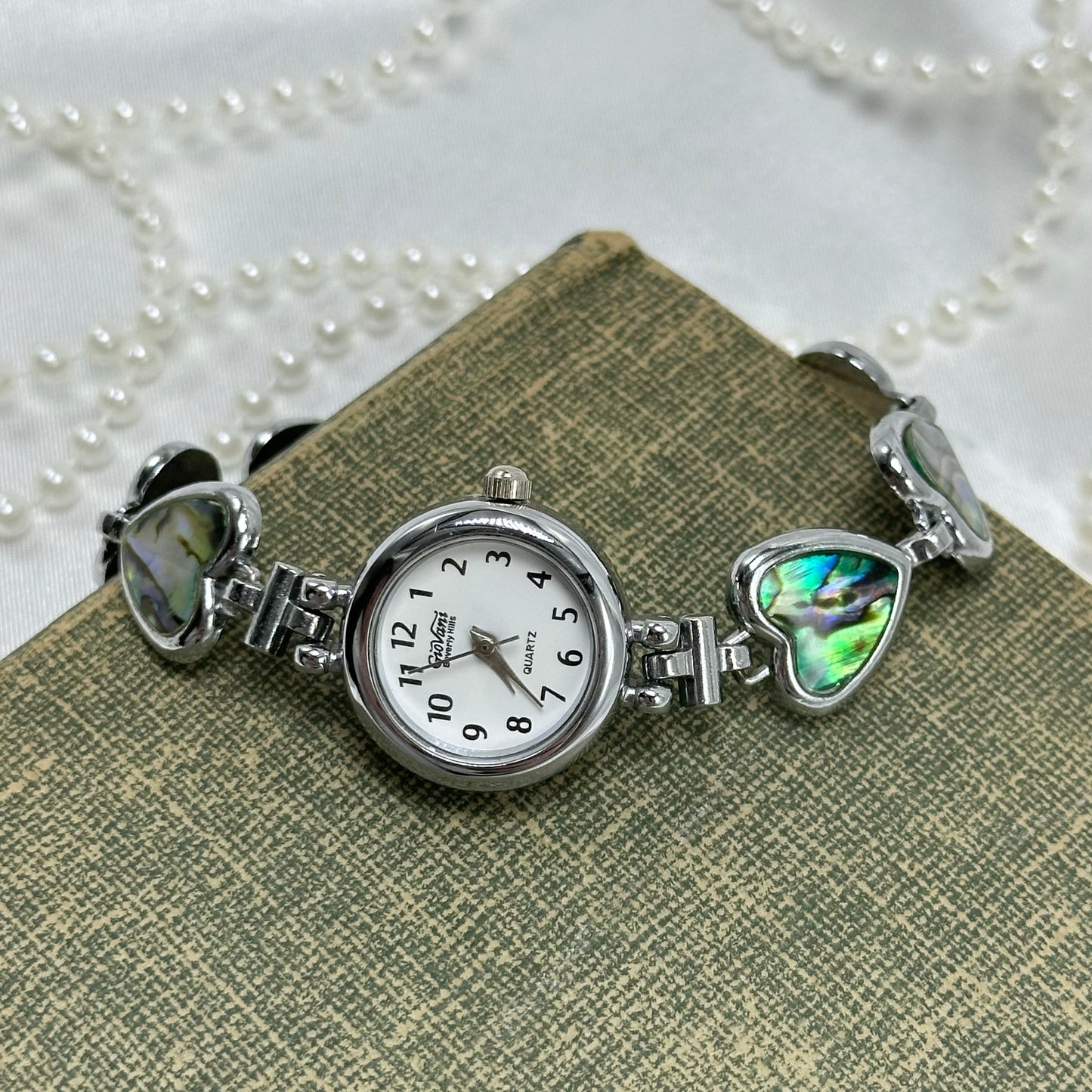 Dainty Silver Abalone Heart Watch
