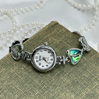 Dainty Silver Abalone Heart Watch