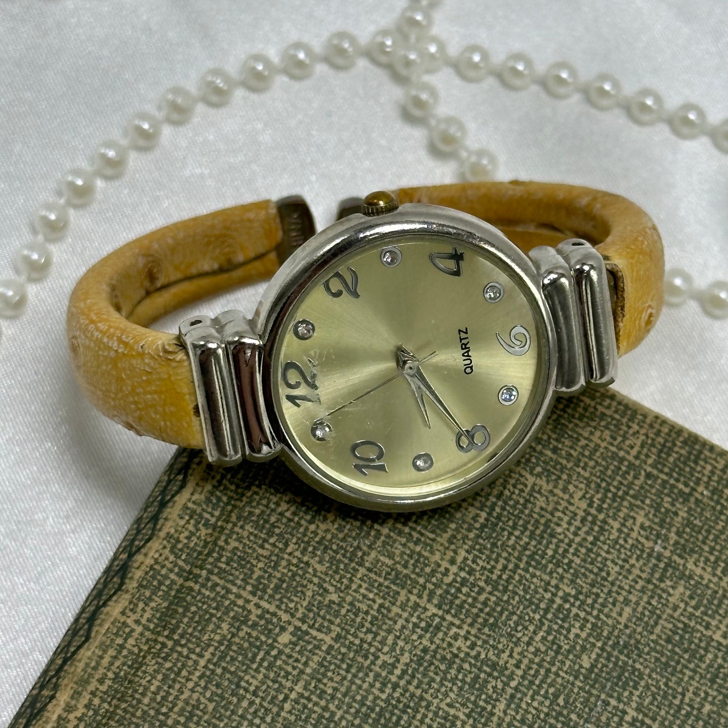 Silver Round Dial Cuff Watch