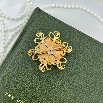 Vintage Gold Flower Filled Brooch