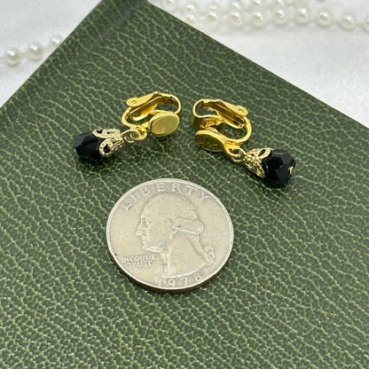 Black & Gold Dangle Bead Earrings