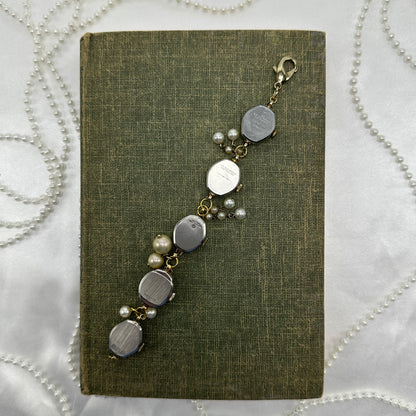 Gold Watch Bracelet with Pearl Charms