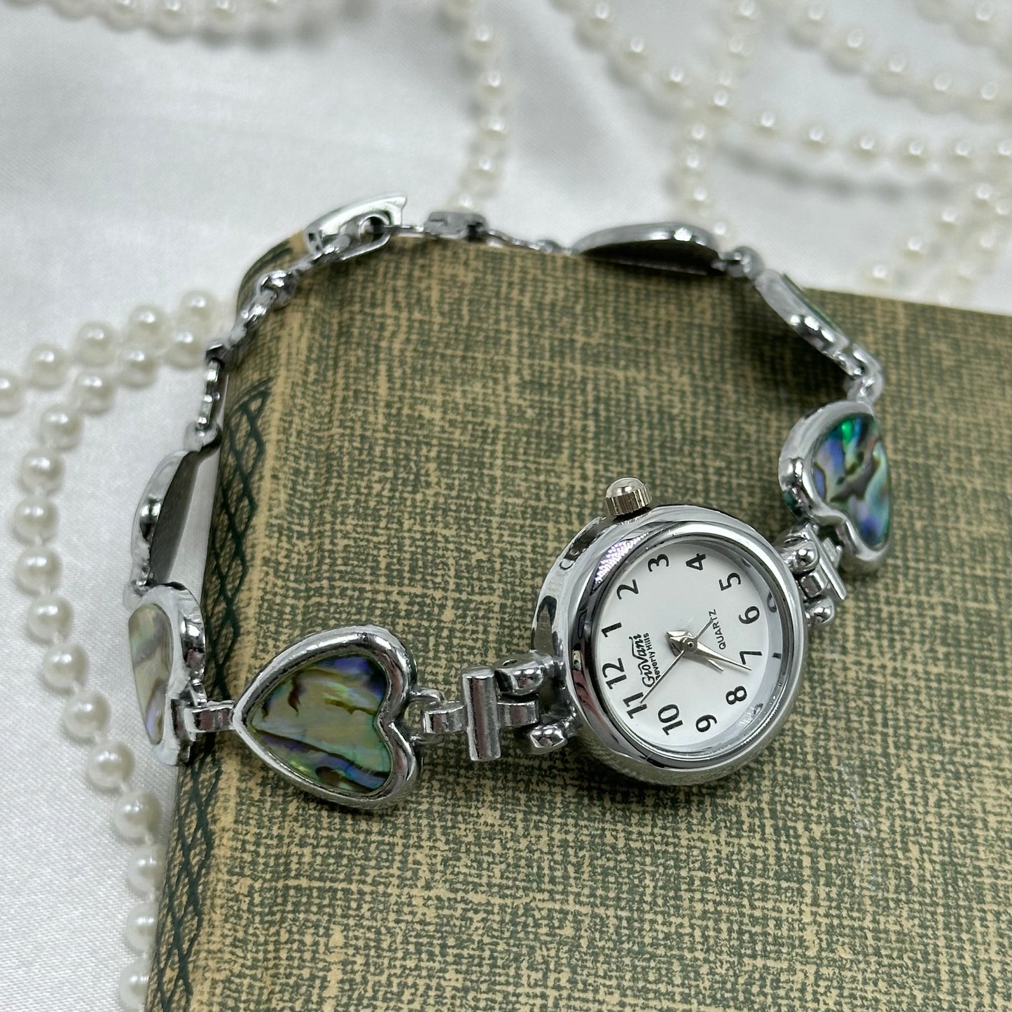 Dainty Silver Abalone Heart Watch