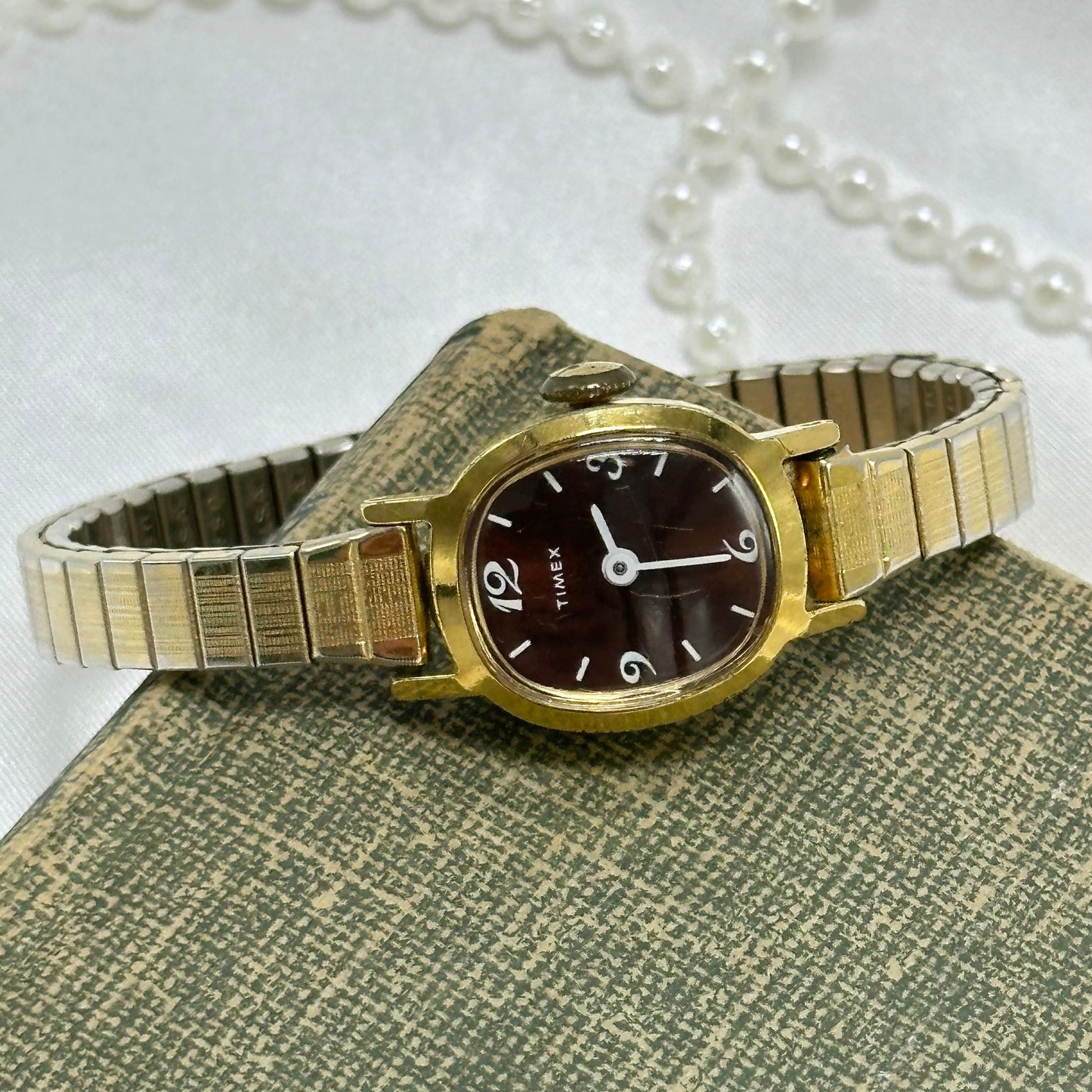Dainty Vintage Brown Dial Timex Watch