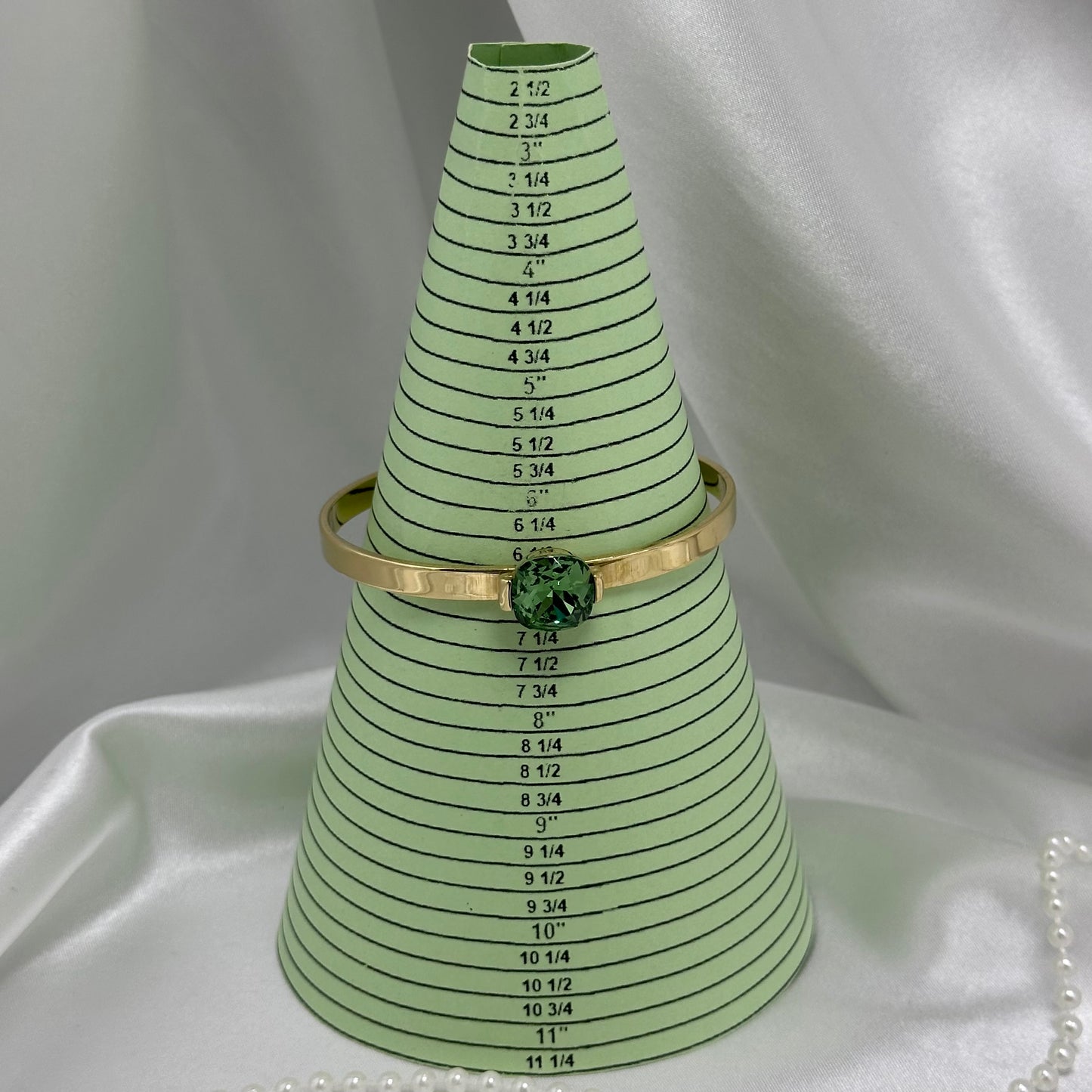 Gold Bangel with Green Stone