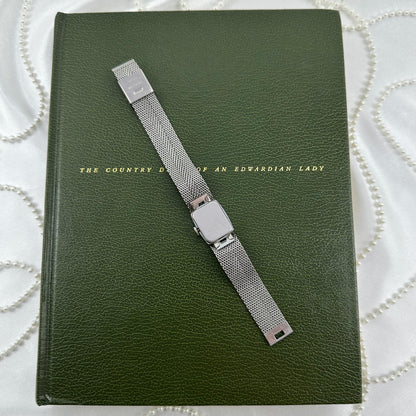 Vintage Silver Wind-Up Timex Watch with Mesh Band