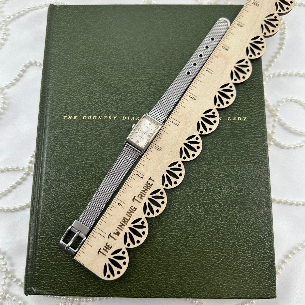 Silver Rectangular Dial Watch with Metal Mesh Band