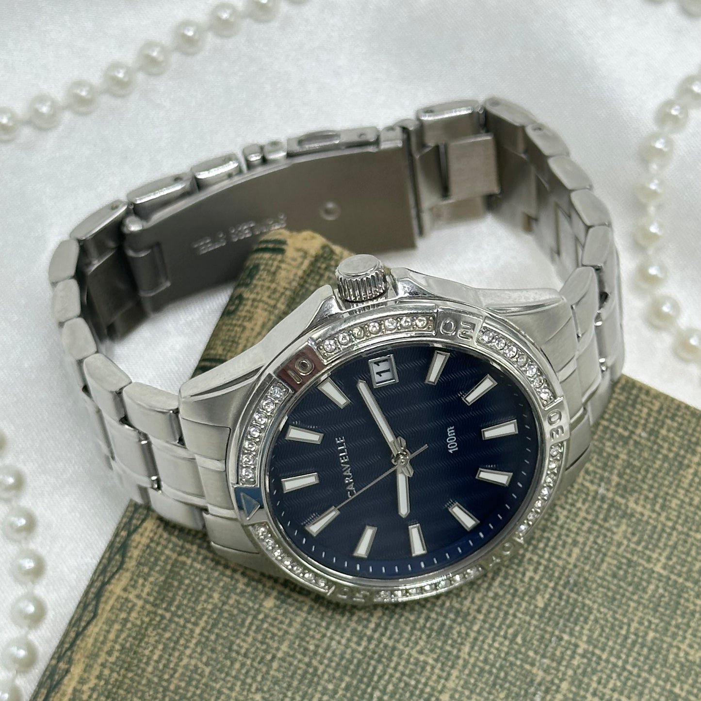 Blue Dial Caravelle Diamanté Watch