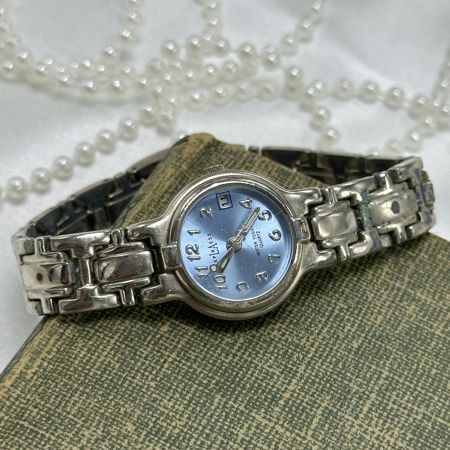 Silver LA Express Watch with Light Blue Dial