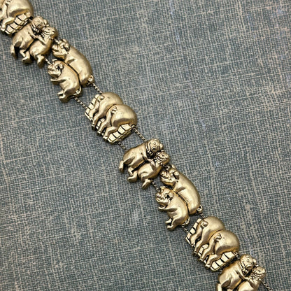 Vintage Gold Piggy Slider Charm Bracelet