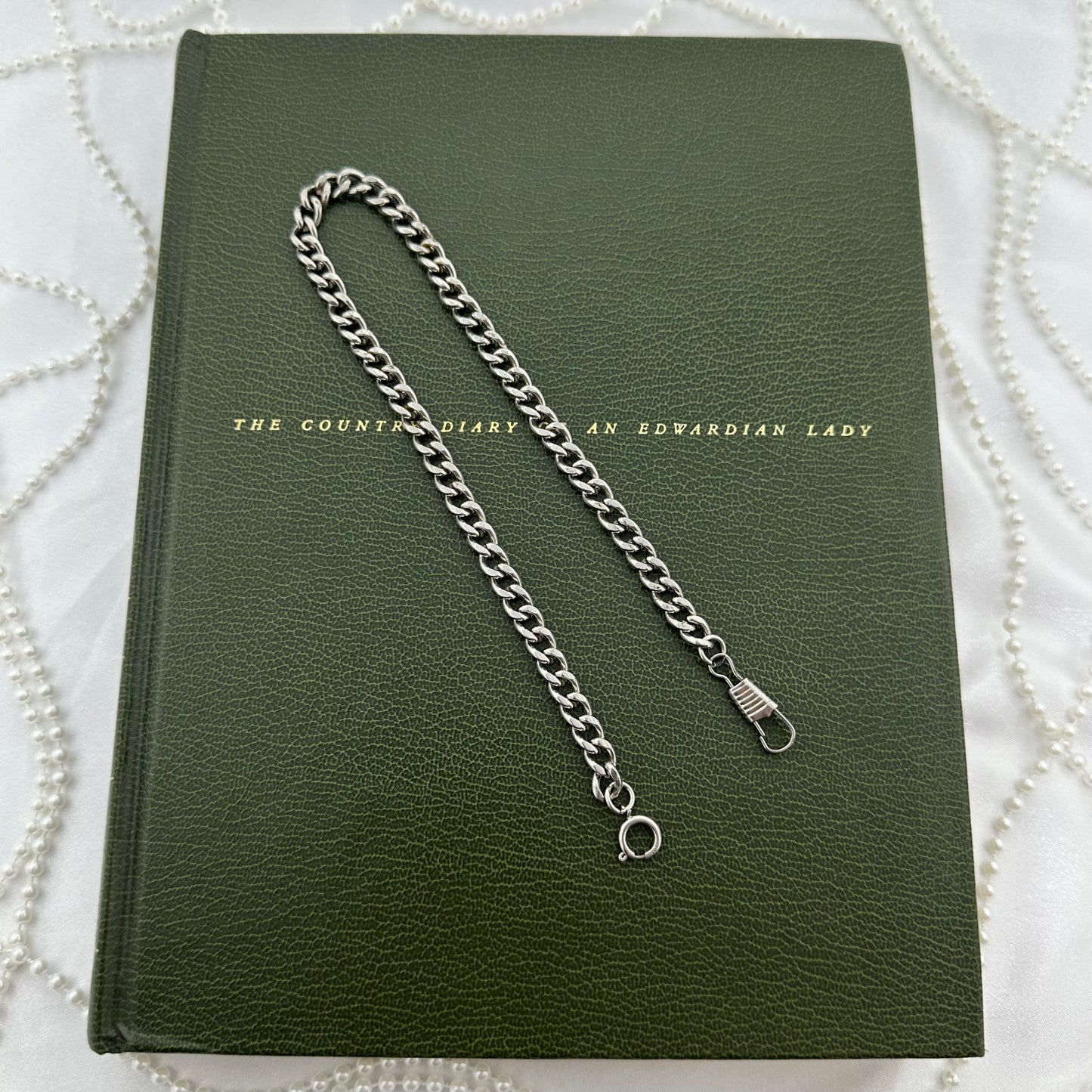 Vintage Silver Chunky Curb Watch Chain with Dog Clip Clasp