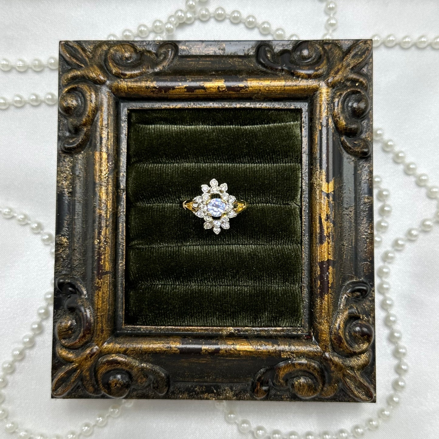 Light Purple Cubic Zirconia Stone Vintage Deadstock Cocktail Ring 14k Gold Electroplated
