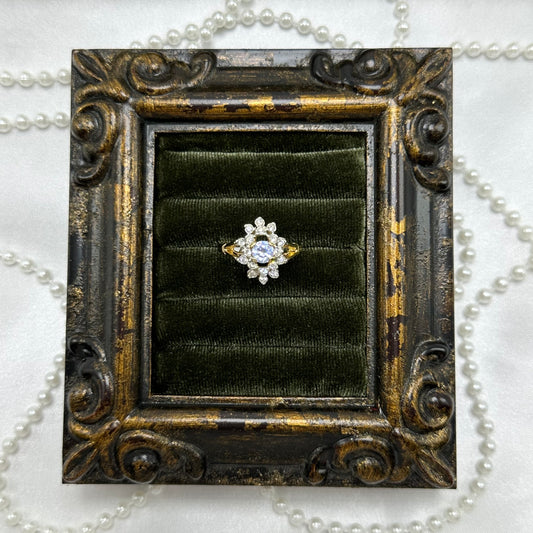 Light Purple Cubic Zirconia Stone Vintage Deadstock Cocktail Ring 14k Gold Electroplated