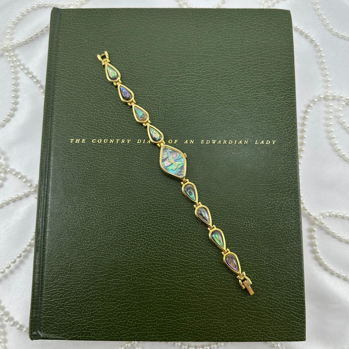 Gold Abalone Watch with Diamond Shaped Dial