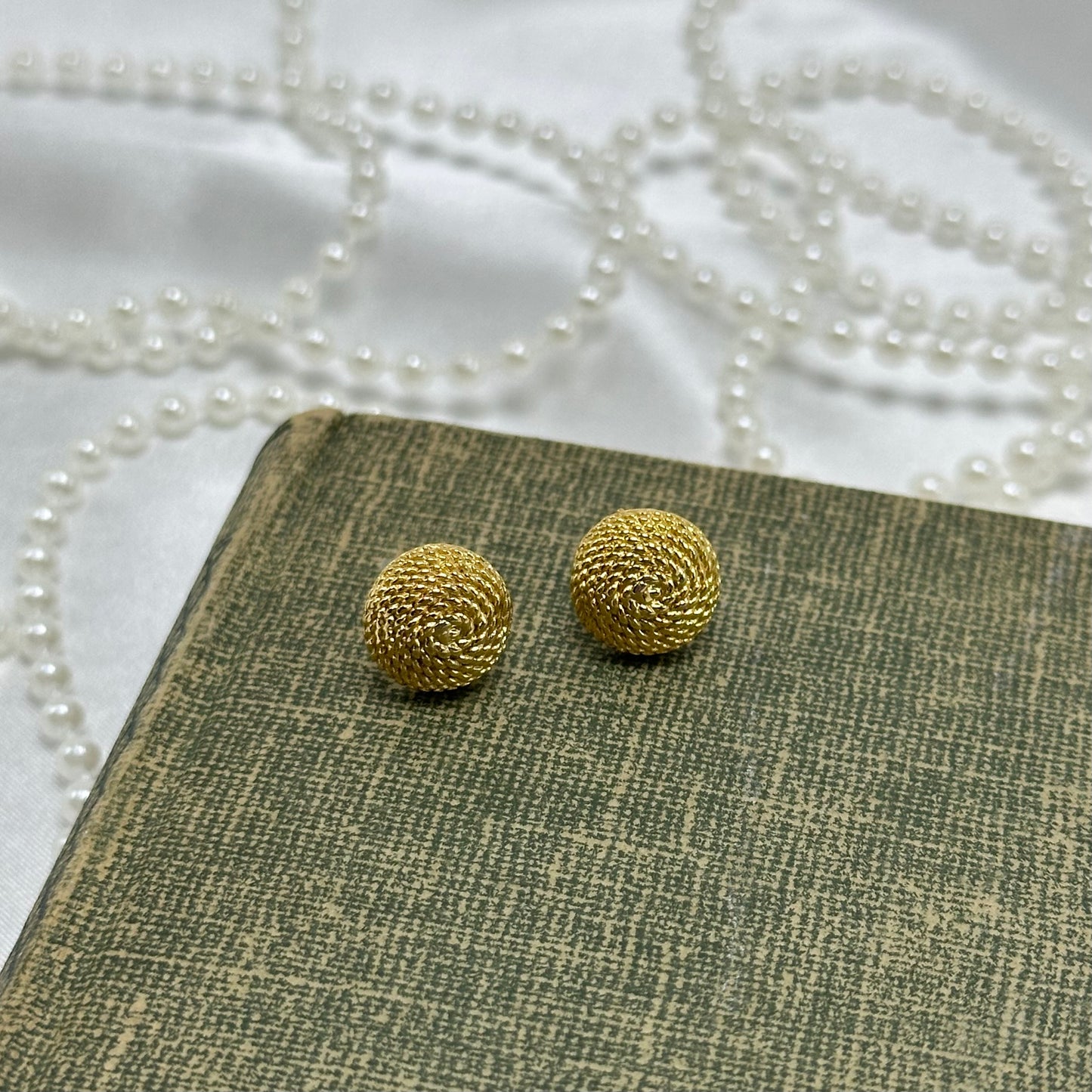 Classic Vintage Gold Rope Button Earrings
