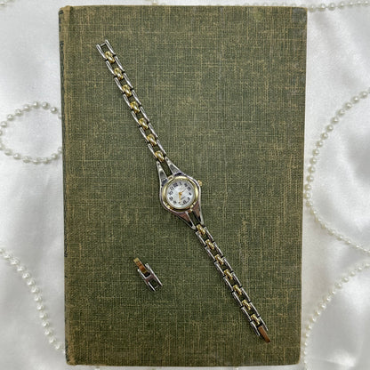 Two-Tone Round Dial Watch with Mother of Pearl Dial