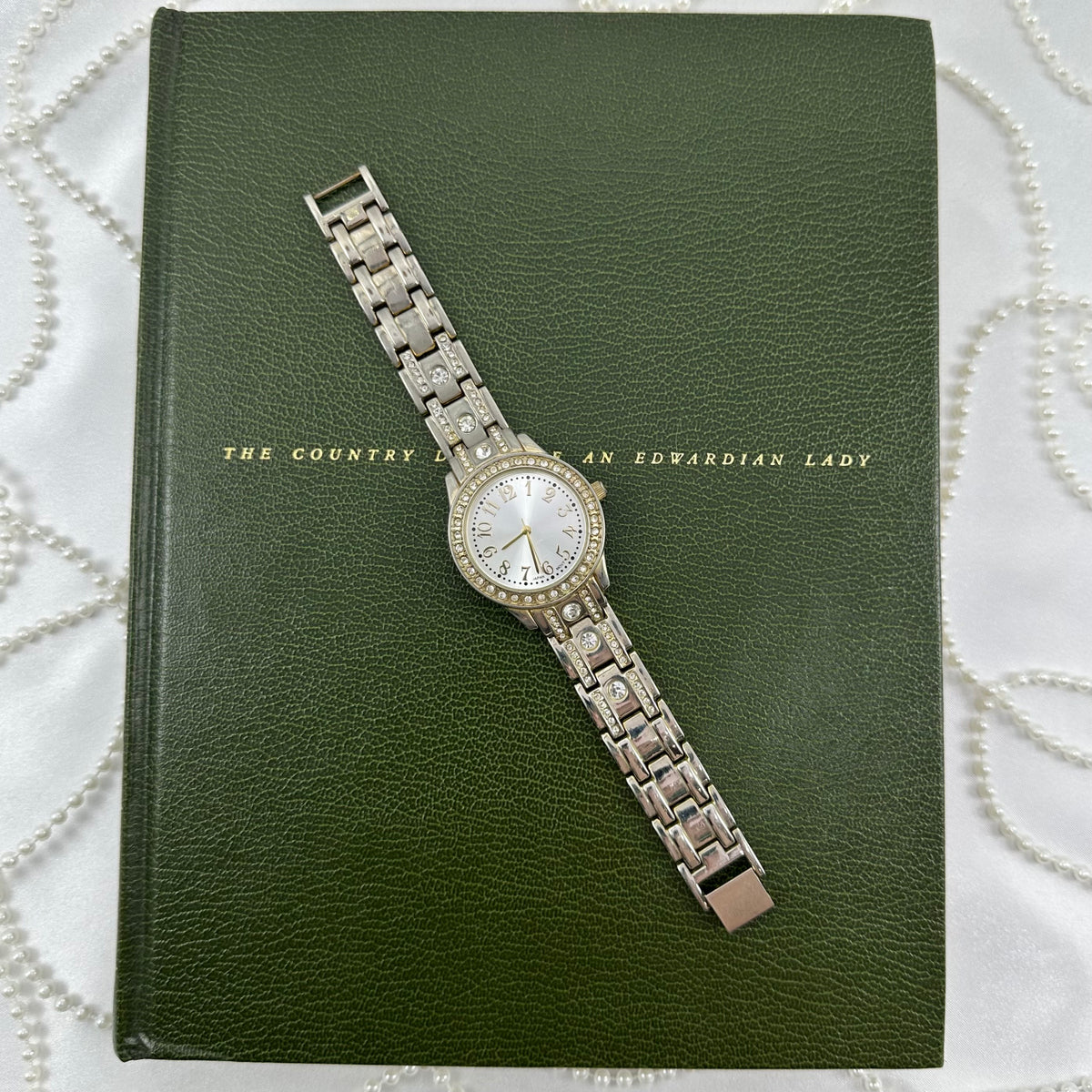 Silver Round Dial Diamanté Watch