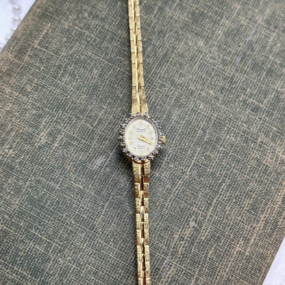 Dainty Vintage Gold Diamanté Deauville Diamond Watch