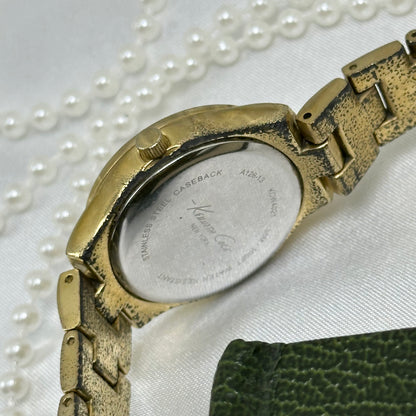 Gold Kenneth Cole Vintage Tank Watch with Mother of Pearl Dial