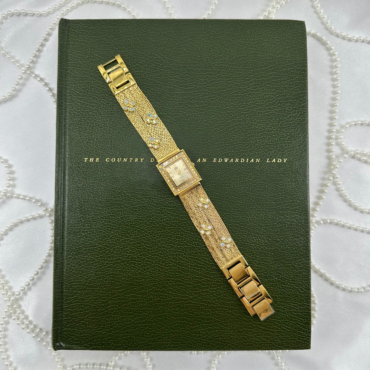 AB Flower Stone Rare Gold Vintage Kirks Folly Watch