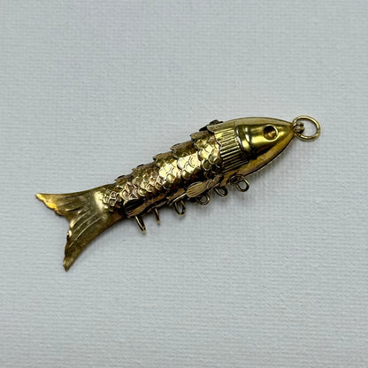 1970's Vintage Articulated Gold Fish Pendant