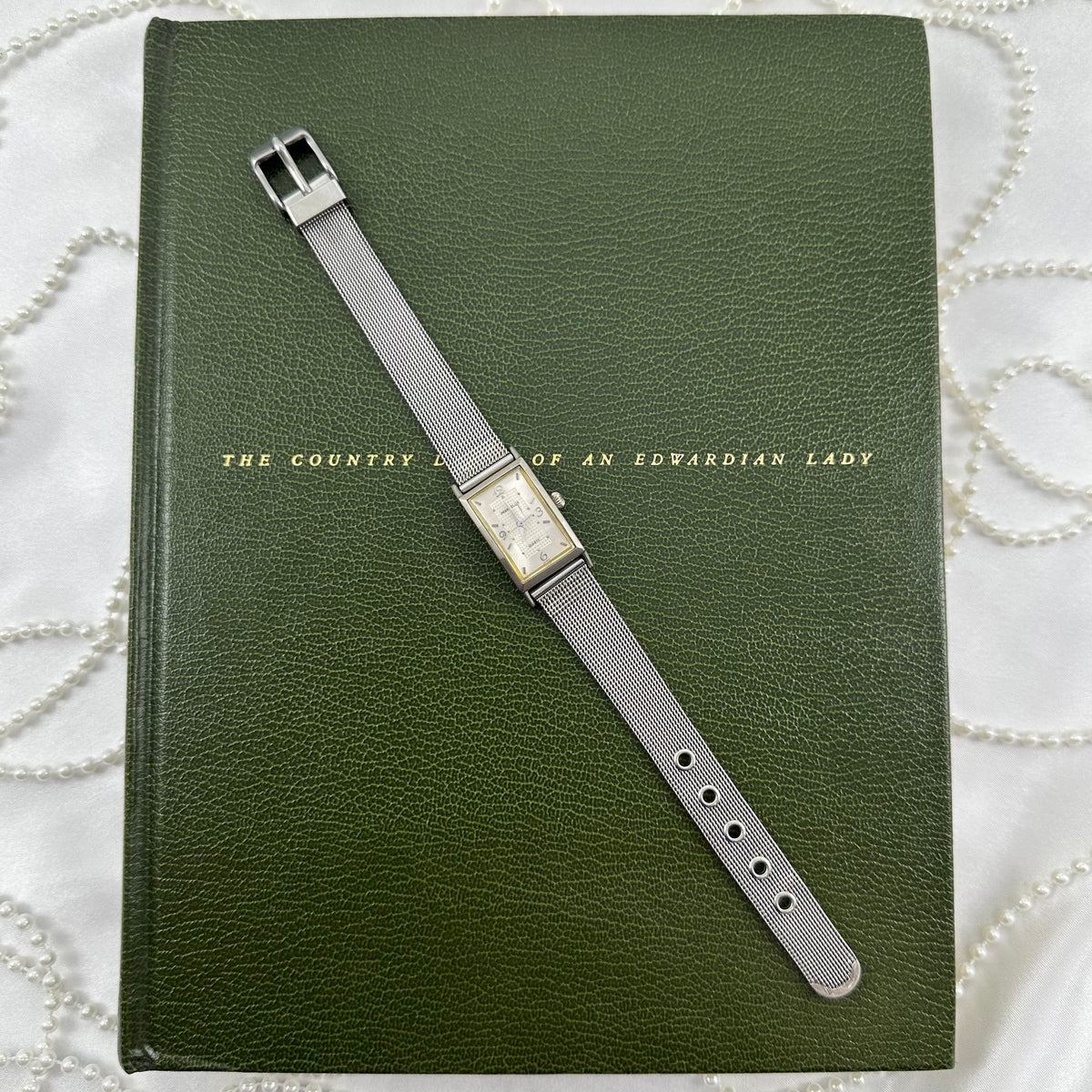 Silver Rectangular Dial Watch with Metal Mesh Band