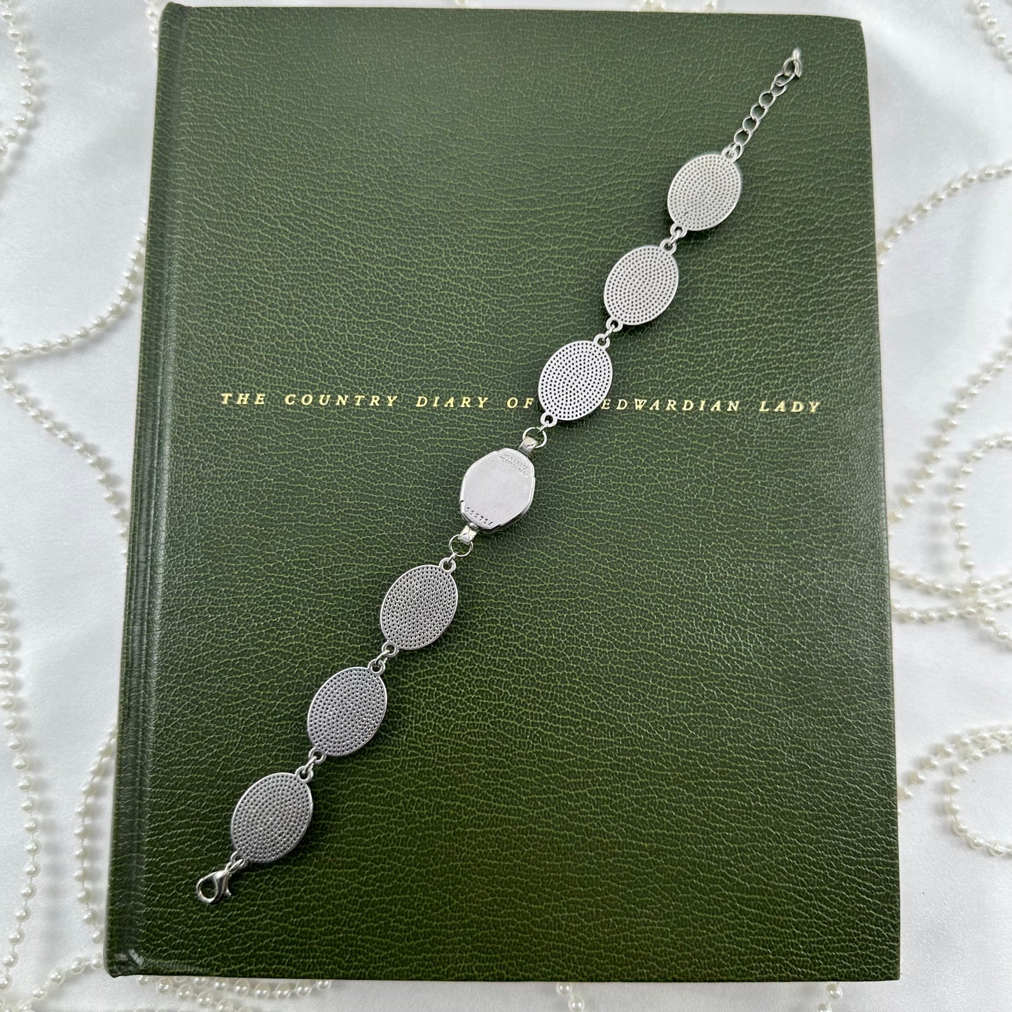 Black Floral Chain Bracelet with Vintage Silver 10k RGP Watch