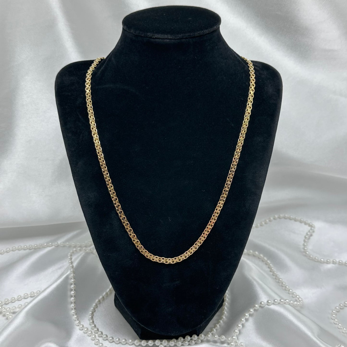 Vintage Flat Gold Chain with Original Velvet Pouch