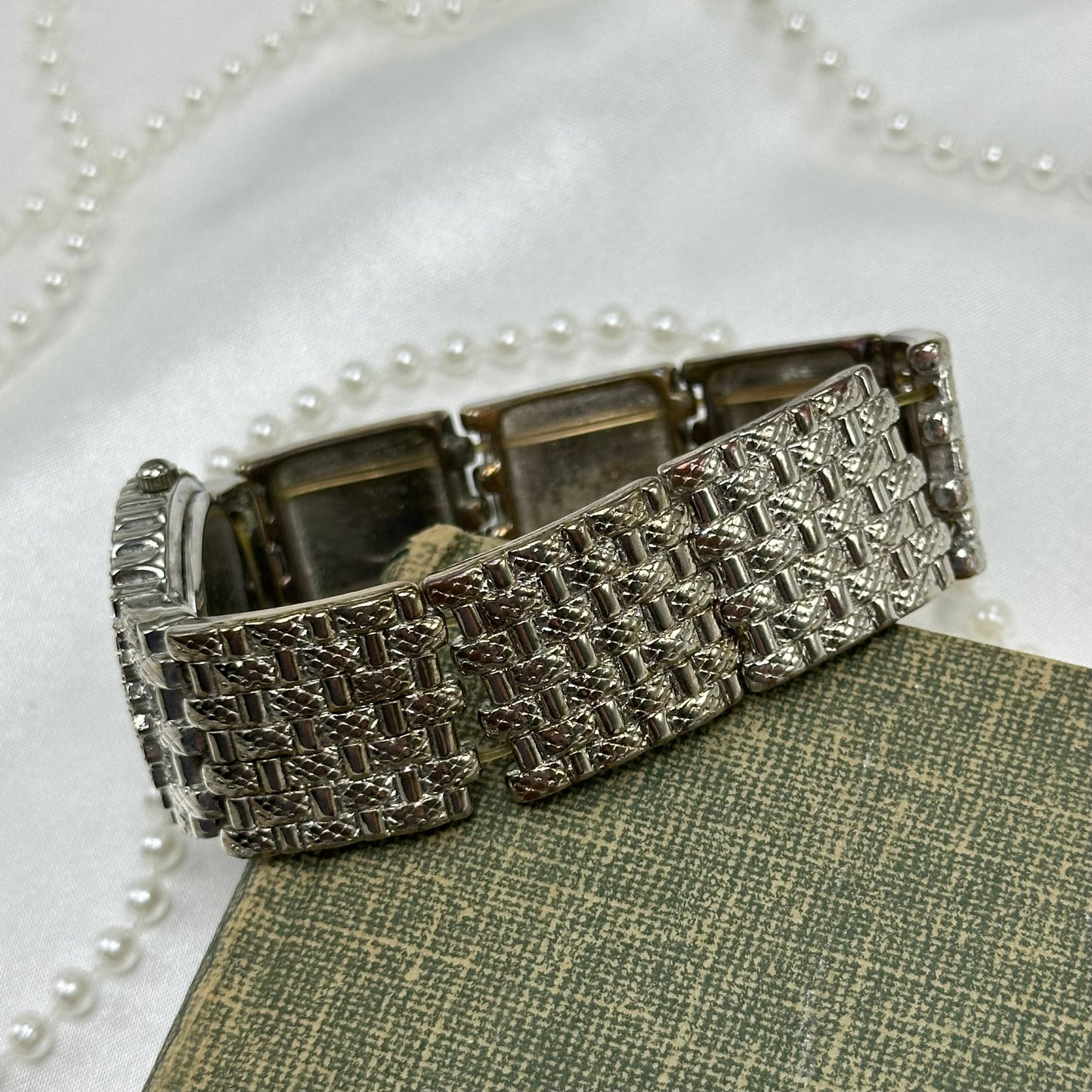 Silver Diamanté Stretchy Band Watch
