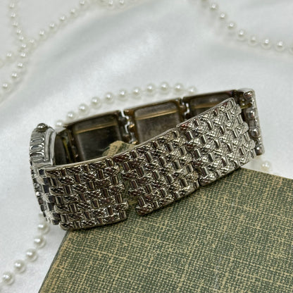 Silver Diamanté Stretchy Band Watch