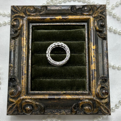 Vintage Clear Stone Deadstock Infinity Band Ring Rhodium Plated