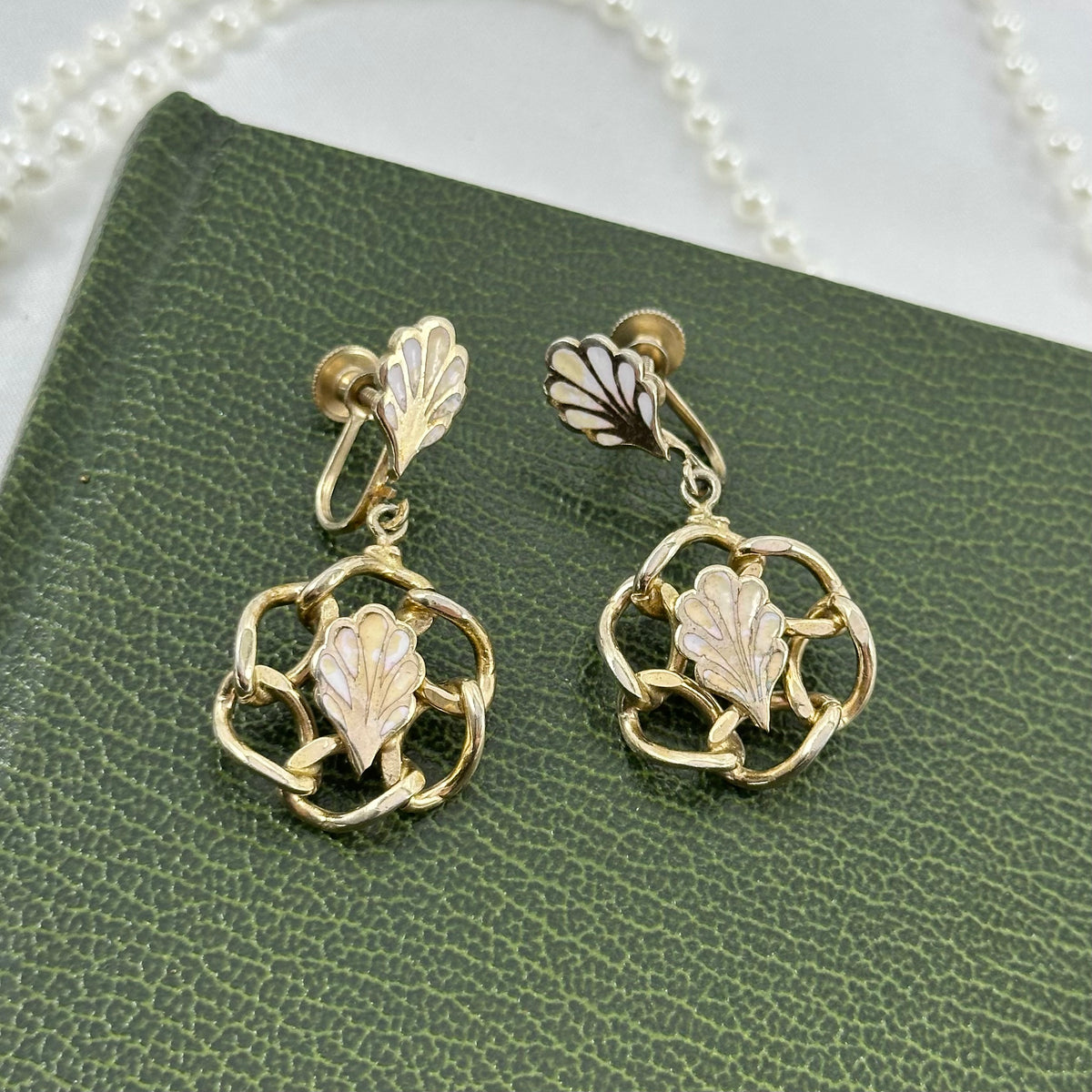 Two-Tone Dangle Leaf Screw Back Earrings