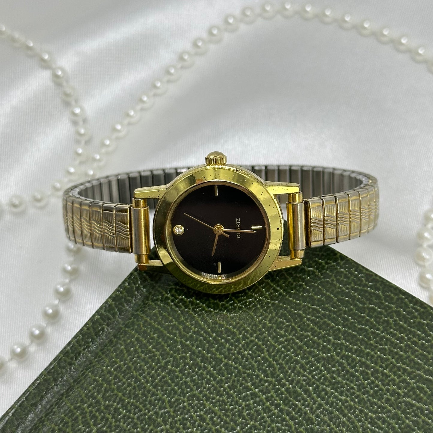 Classic Gold Watch with Black Round Dial