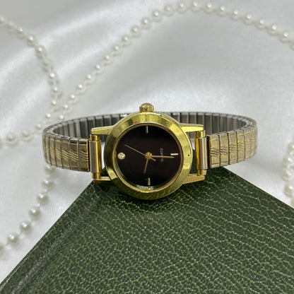 Classic Gold Watch with Black Round Dial