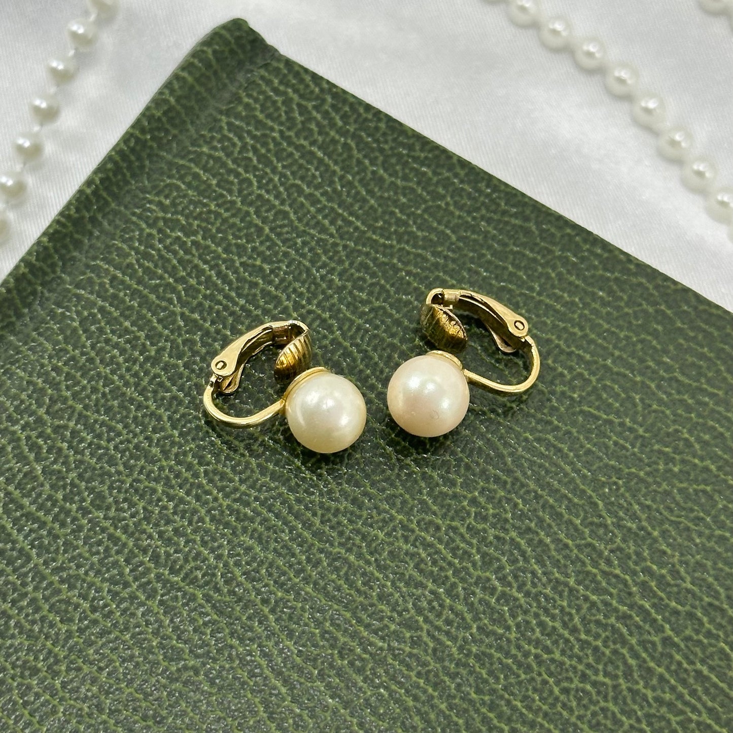 Classic Pearl Gold Clip On Earrings