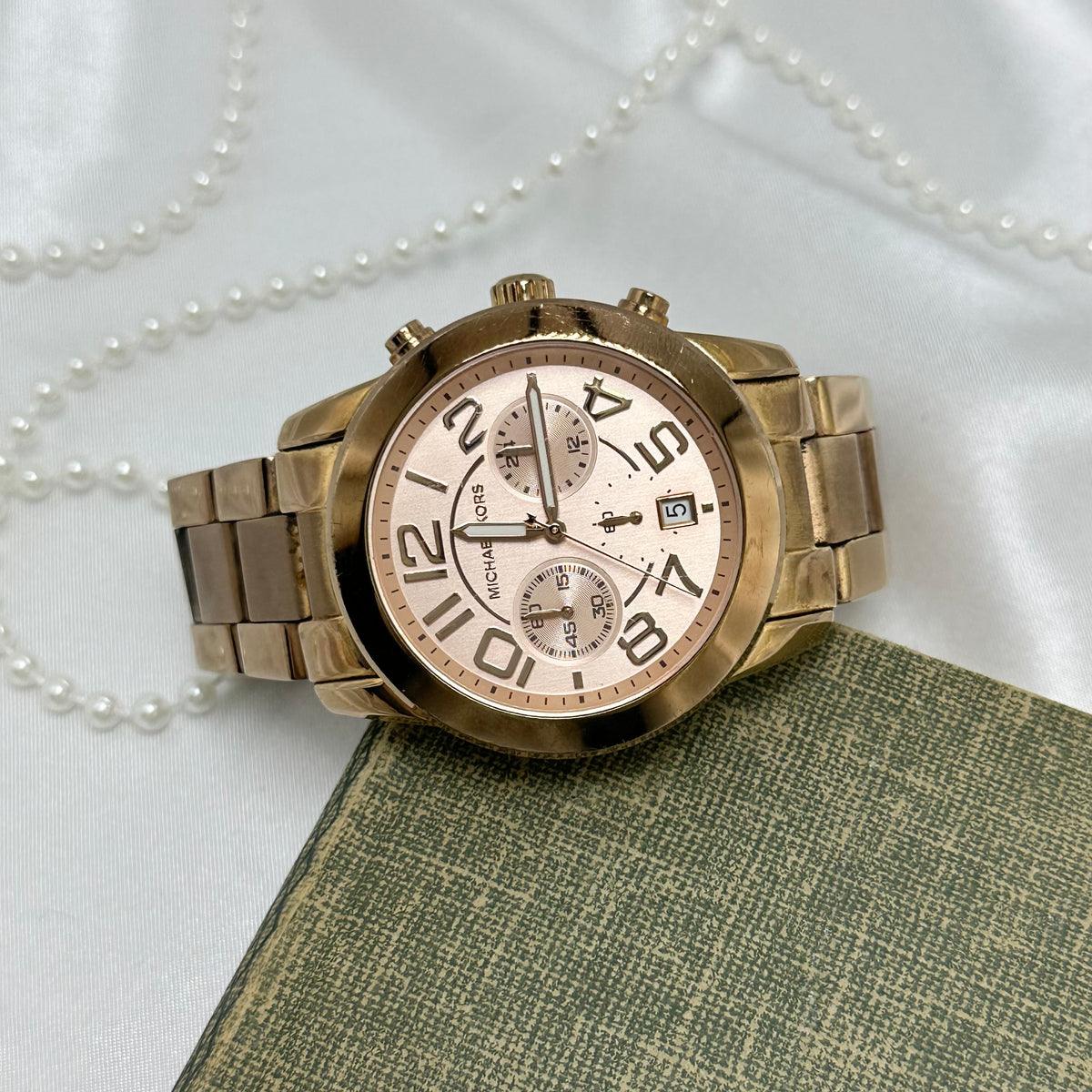 2x Michael Kors Watches Gold Rose Gold NWOT Michael Kors Rose Gold Plated Quartz Chronograph Watch MK  main image 2