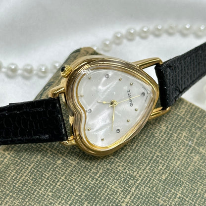 Vintage Avon Gold Heart Watch with Mother of Pearl Dial