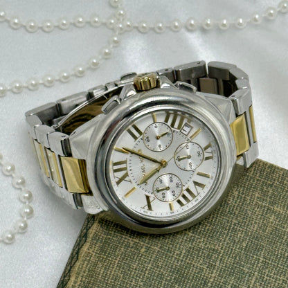 Two-Tone Michael Kors Tank Watch with Roman Numeral Markers