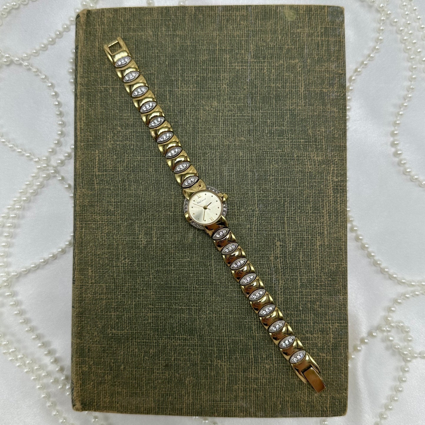 Vintage Two-Tone Diamanté Watch with Roman Numeral Markers